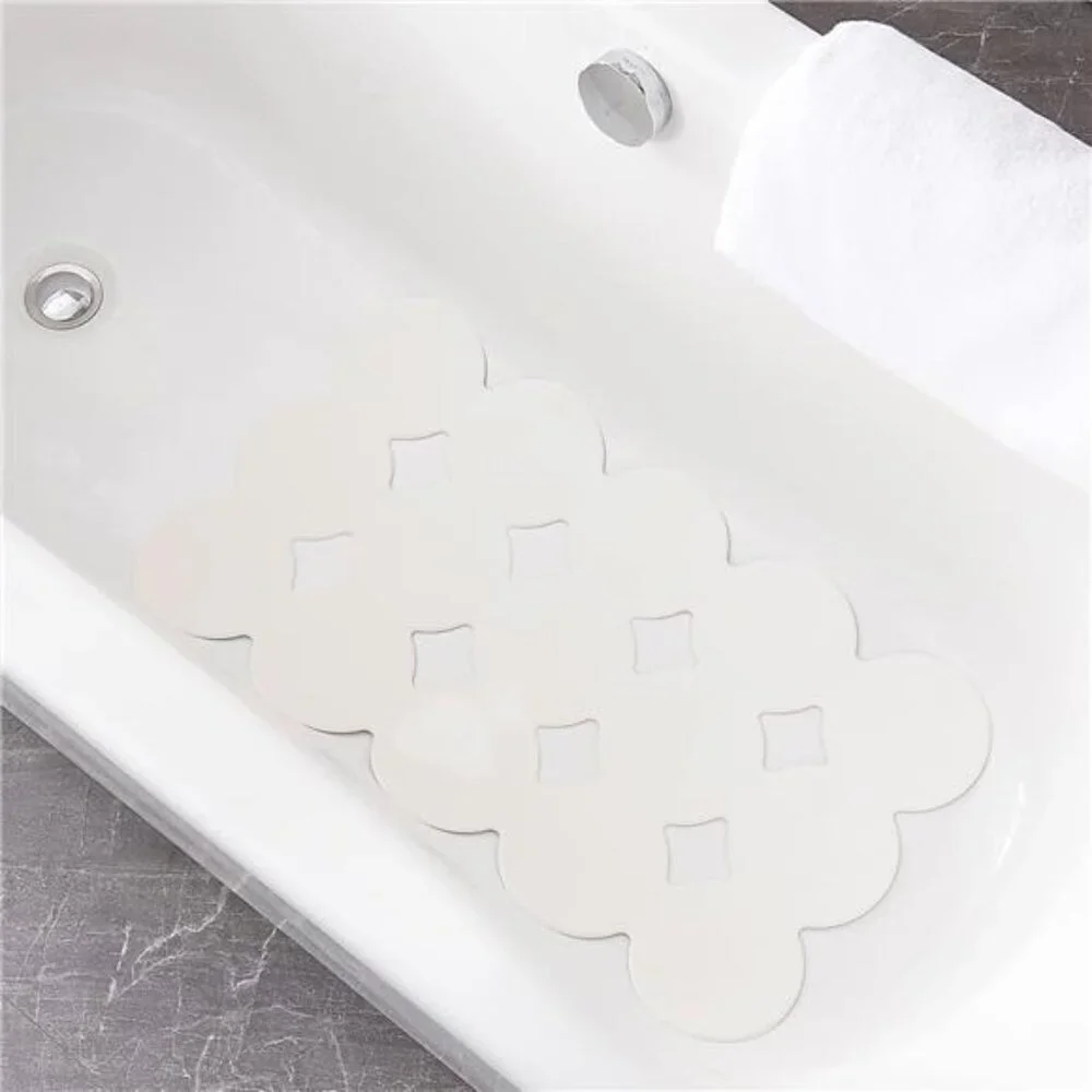 Non Slip Bathtub Mat Shower Mat Rubber Bath Mat Strong Suction Cups White